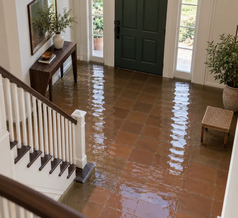 Water Extraction Near Hulen Park — pooled water and submerged furniture feet